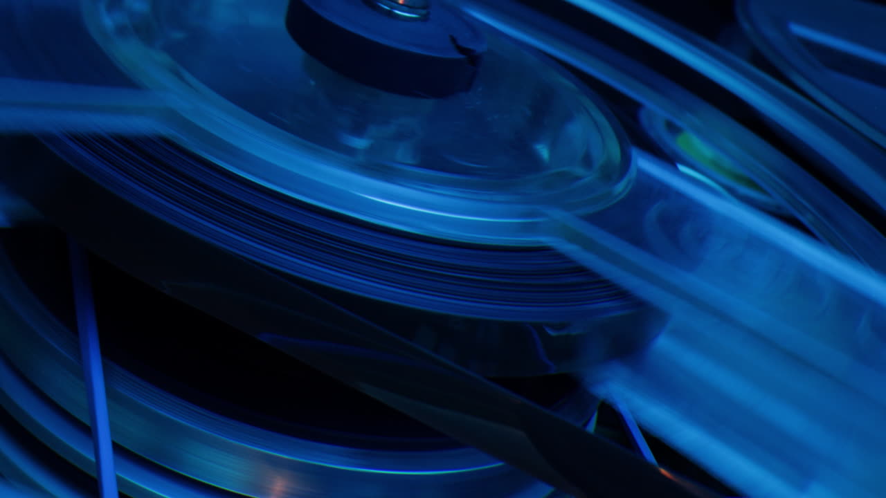 릴-투-릴 테이프 레코더의 클로즈업