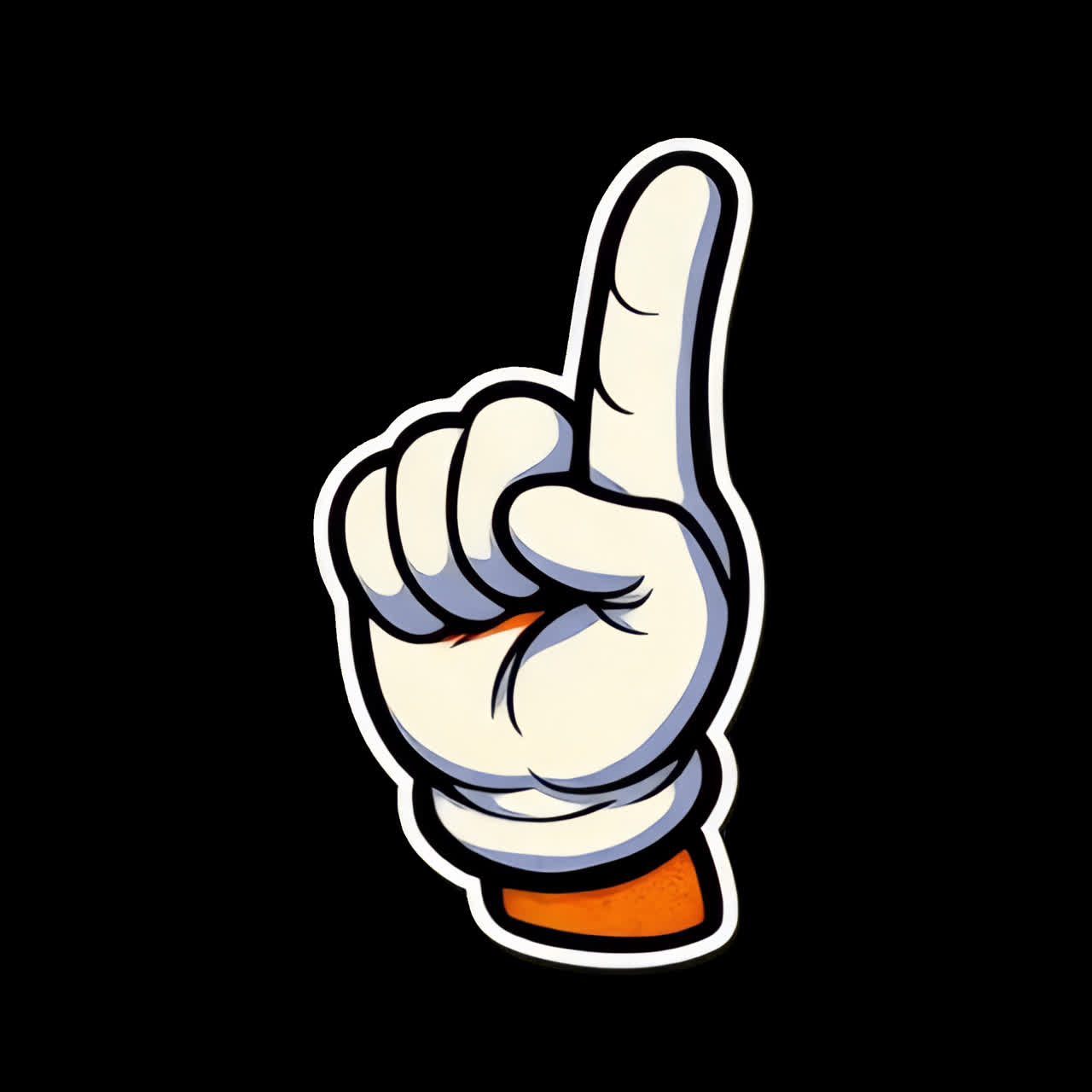 Cartoon hand pointing upward animation isolated asset, transparent 4K video, alpha channel, ProRes