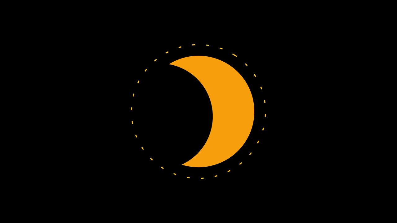 3D render of spinning solar eclipse with glowing crescent and dotted orbit ring on dark background creating space animation designed for astronomy visuals and video editing overlays
