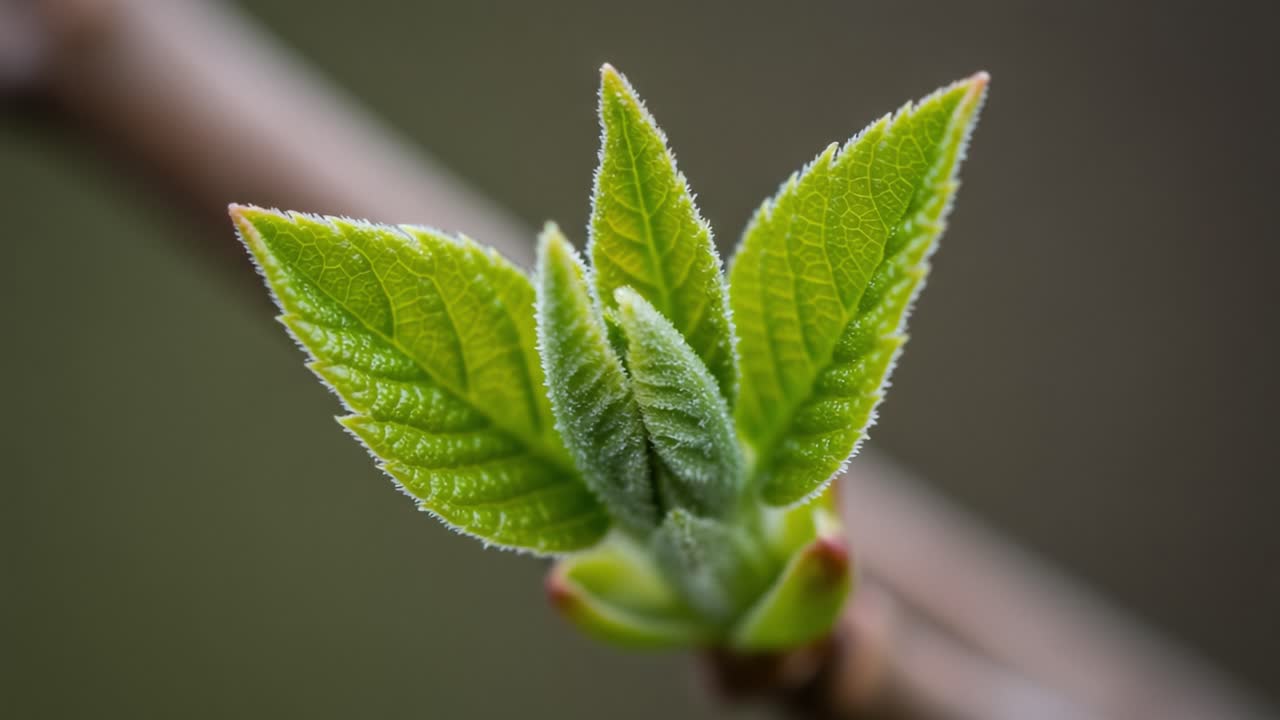 A Close-Up View of Fresh Green Budding Leaves Signifying the Beauty of Nature's Growth and Renewal During the Spring Season