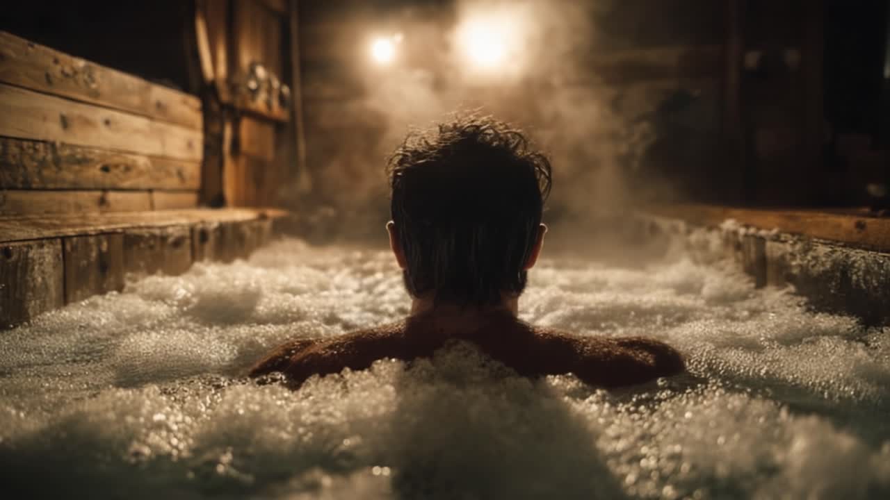 A Reflective Moment in a Luxurious Bubble Bath Spa: Embracing Tranquility and Relaxation Amidst Soothing Bubbles and Warmth