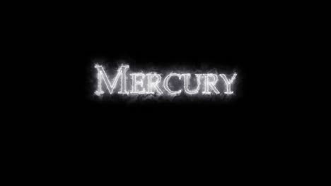 mercury, chemical element, written with fire. loop