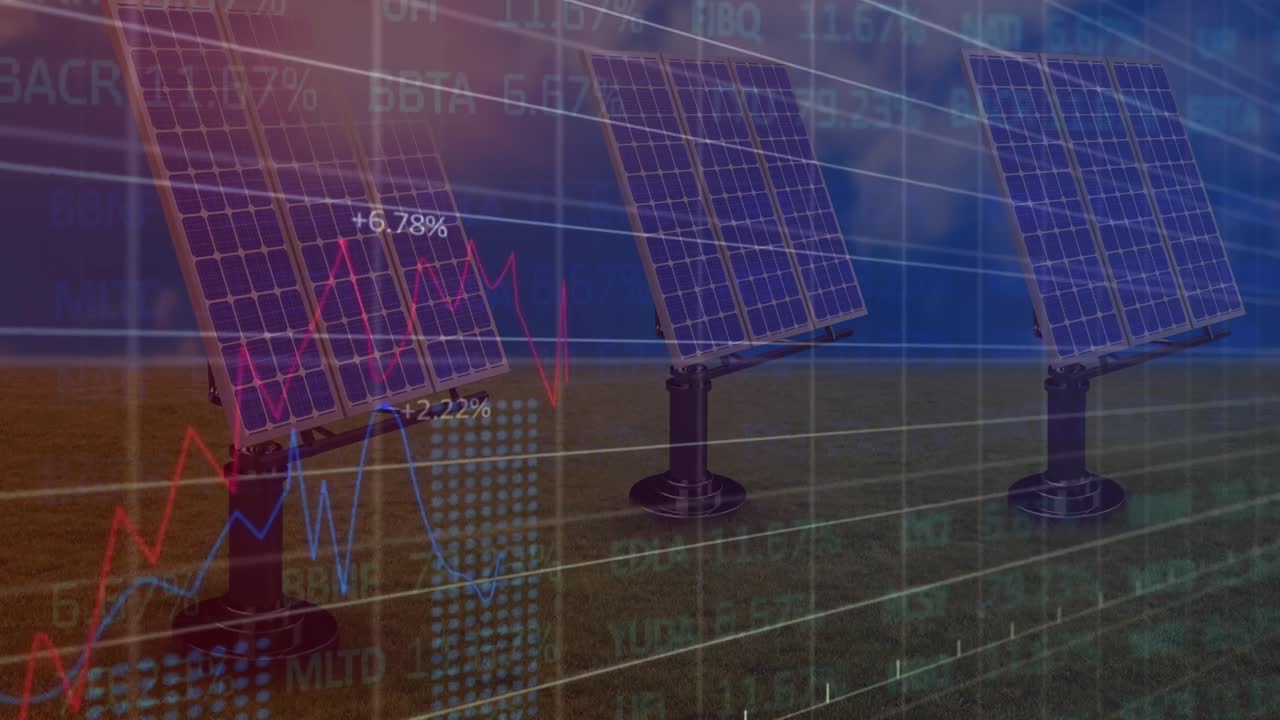 태양 전지 패널을 이용한 금융 데이터 처리 애니메이션