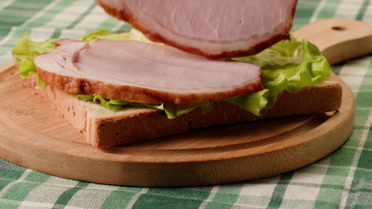 Making a Ham and Lettuce Sandwich
