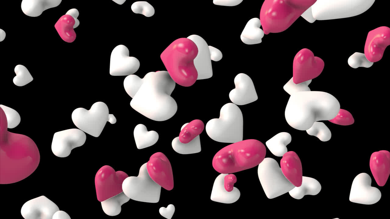 Falling hearts with alpha channel