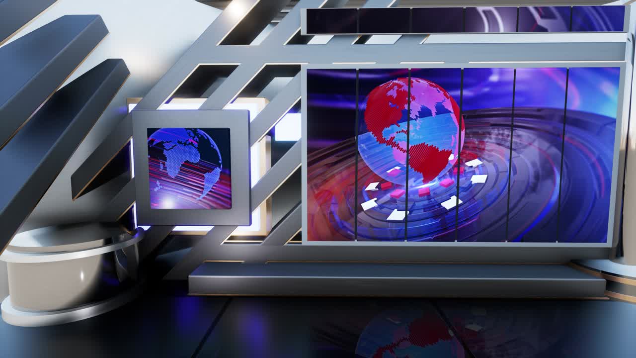 tv 뉴스 스튜디오 세트 - 가상 녹색 화면 배경 루프