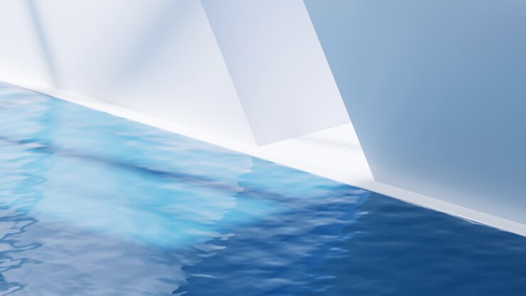 Bright room with water inside, 3d rendering.