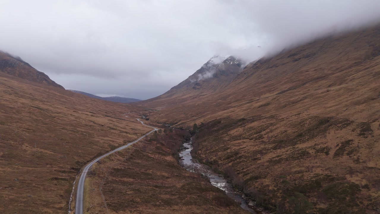 Scotland hills during winter on a cloudy day