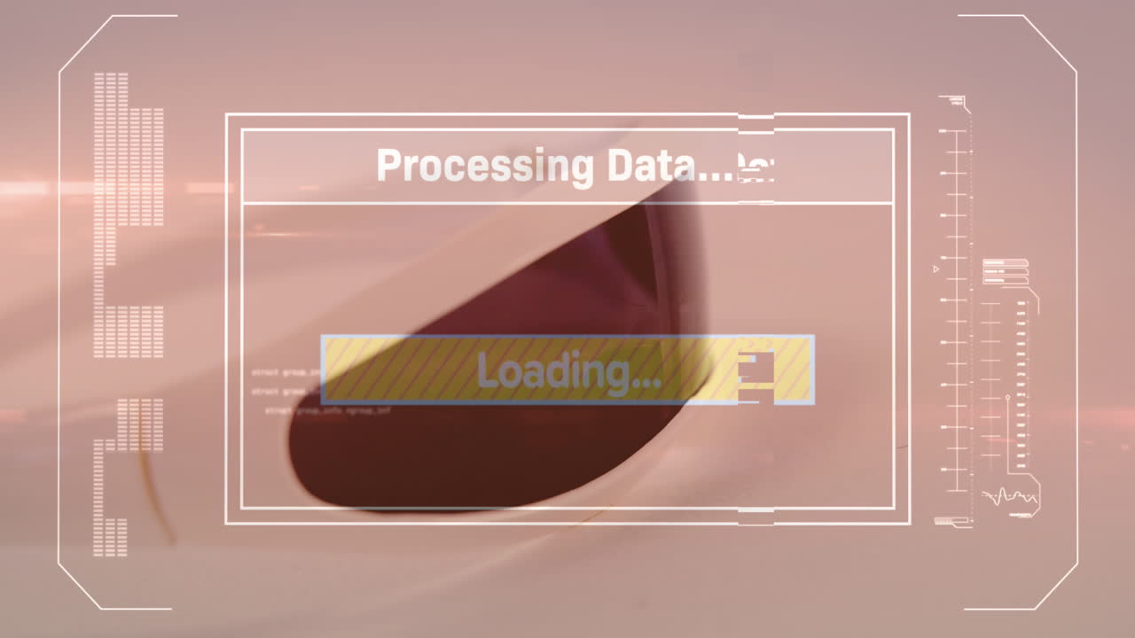 Animation of data processing on screen over vr headset