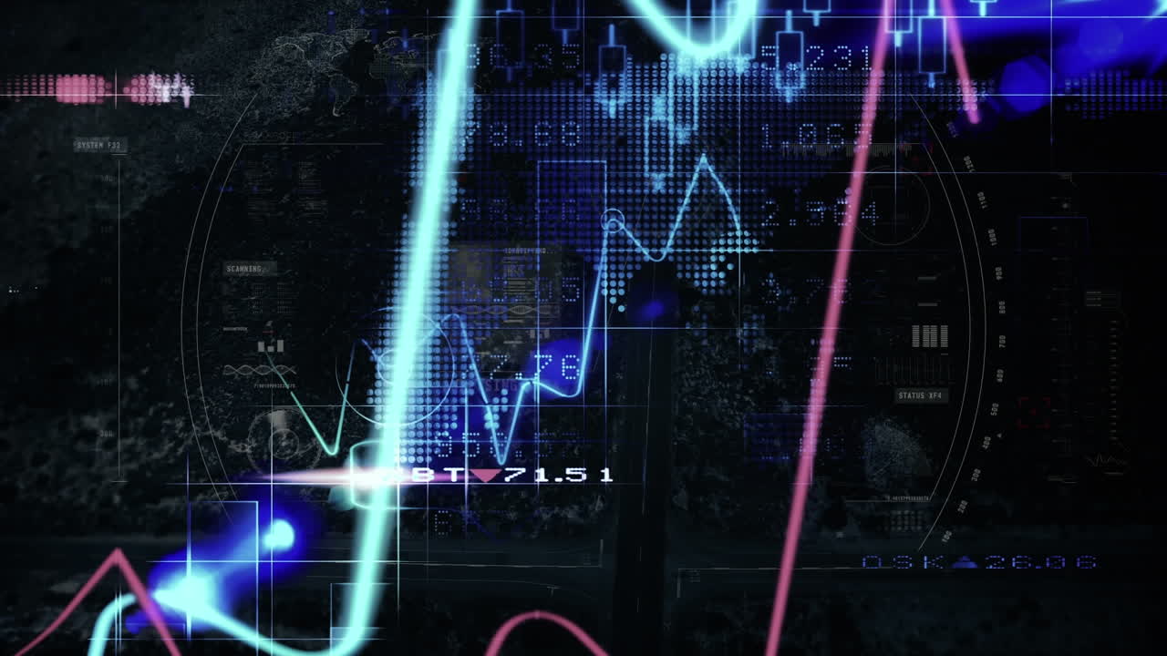 animación del procesamiento de datos y el escaneo en pantalla