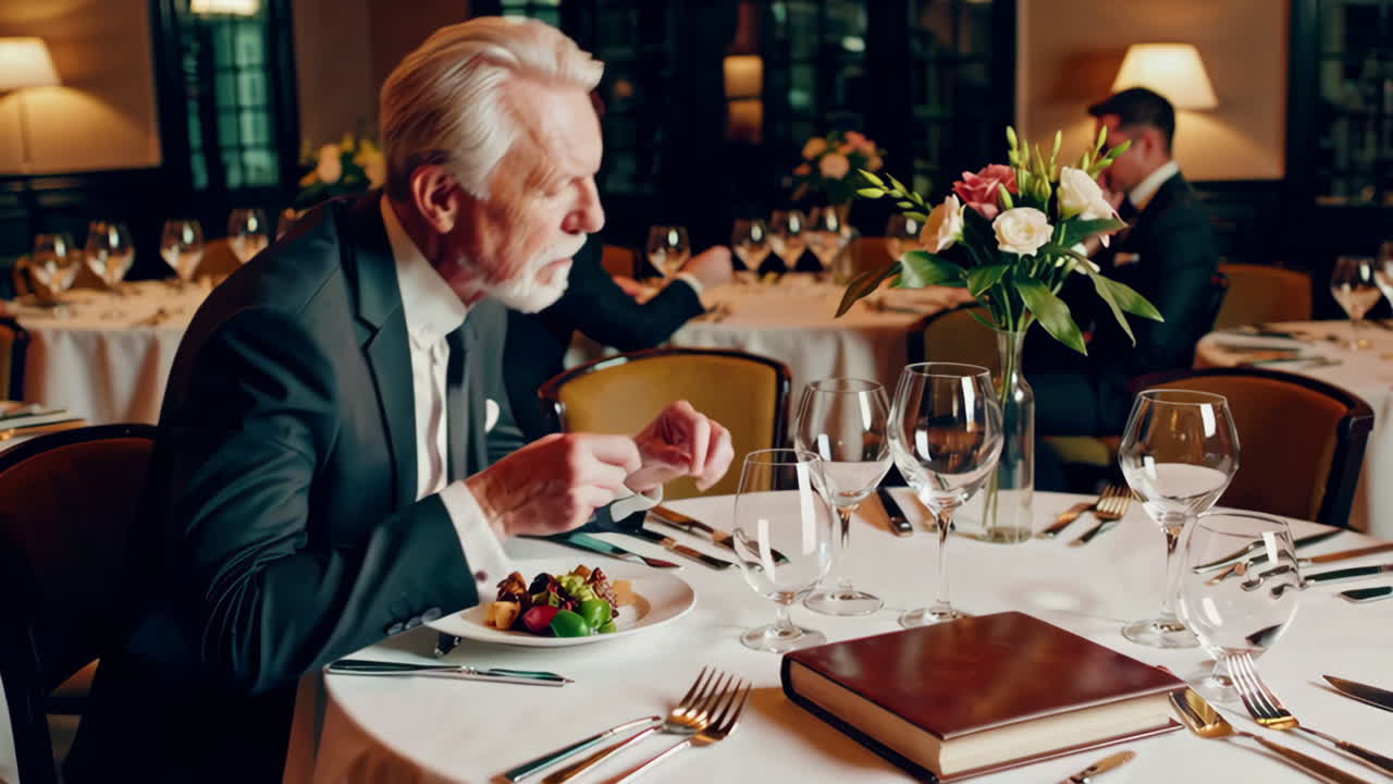 Formal Dinner Party in Elegant Restaurant
