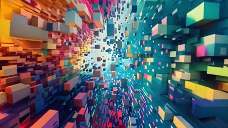abstract colorful 3d blocks explosion background