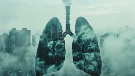 lungs in a polluted city