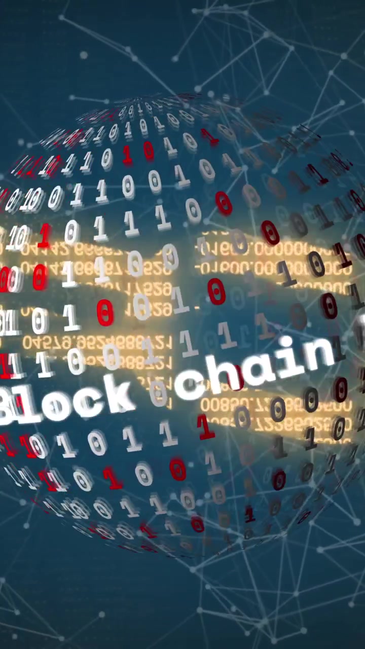 Animation of globe with binary coding over network of connections on black background