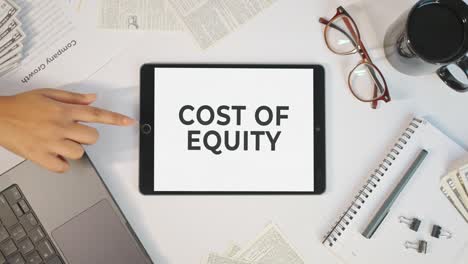 cost of equity displaying on a tablet screen