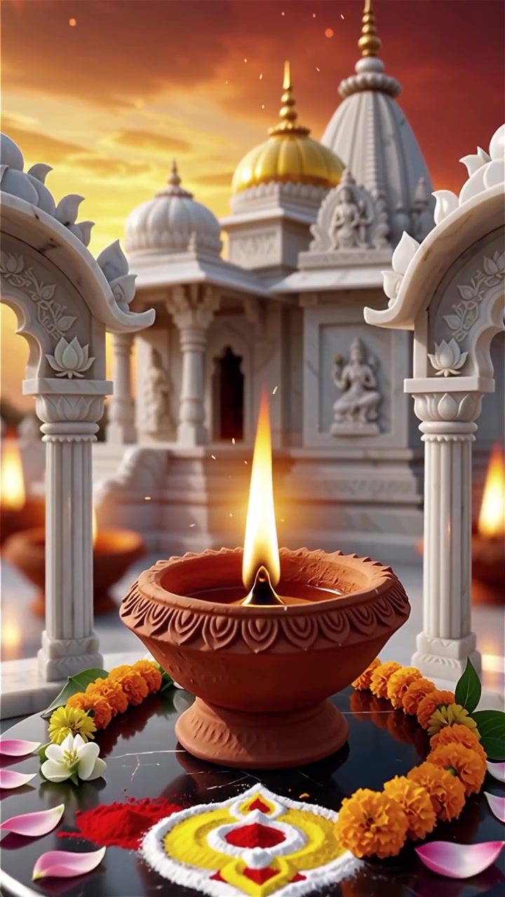Sfondo del Festival Diwali con lanterne e decorazioni tradizionali Diyas.