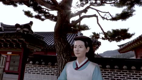 estatua de mujer coreana en traje tradicional