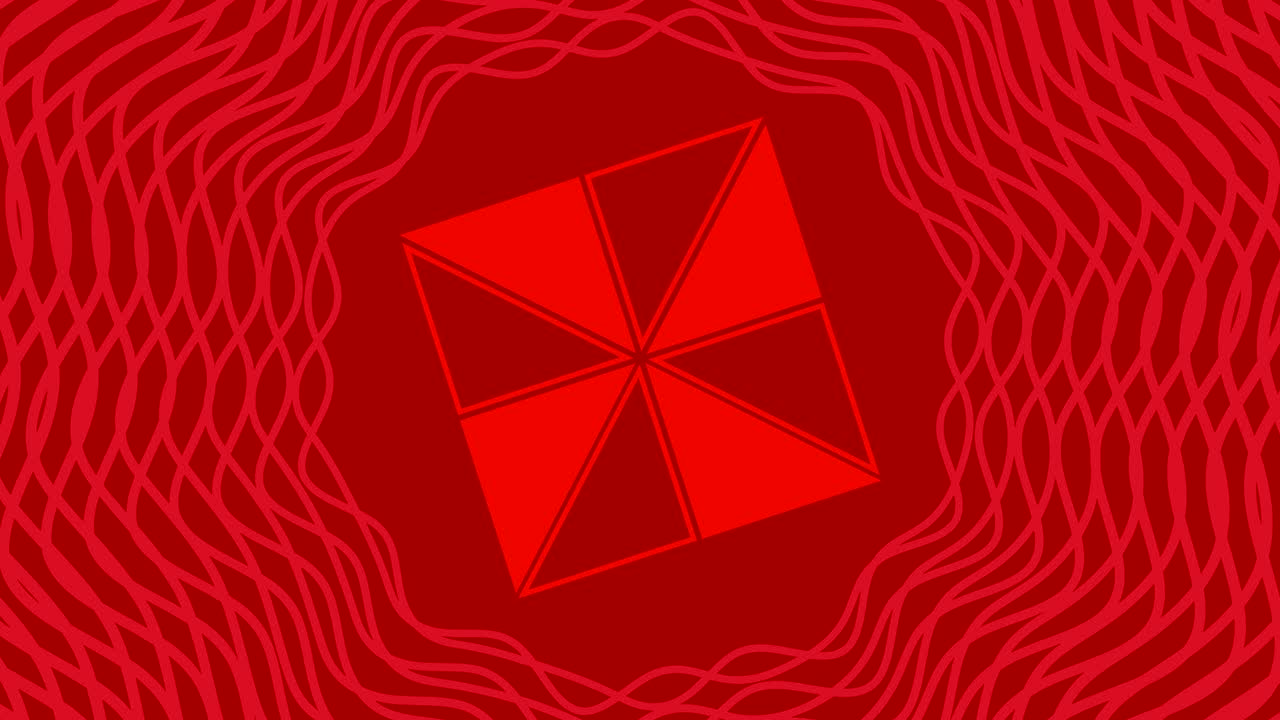 중앙에서 회전하는 그래픽 객체, 그래픽 프레임 내에서 크기를 증가시키고 감소시키며, 배경이 빠르게 색을 바꾸면서 사이키델릭 효과를 만들어 16: 9 비디오 형식