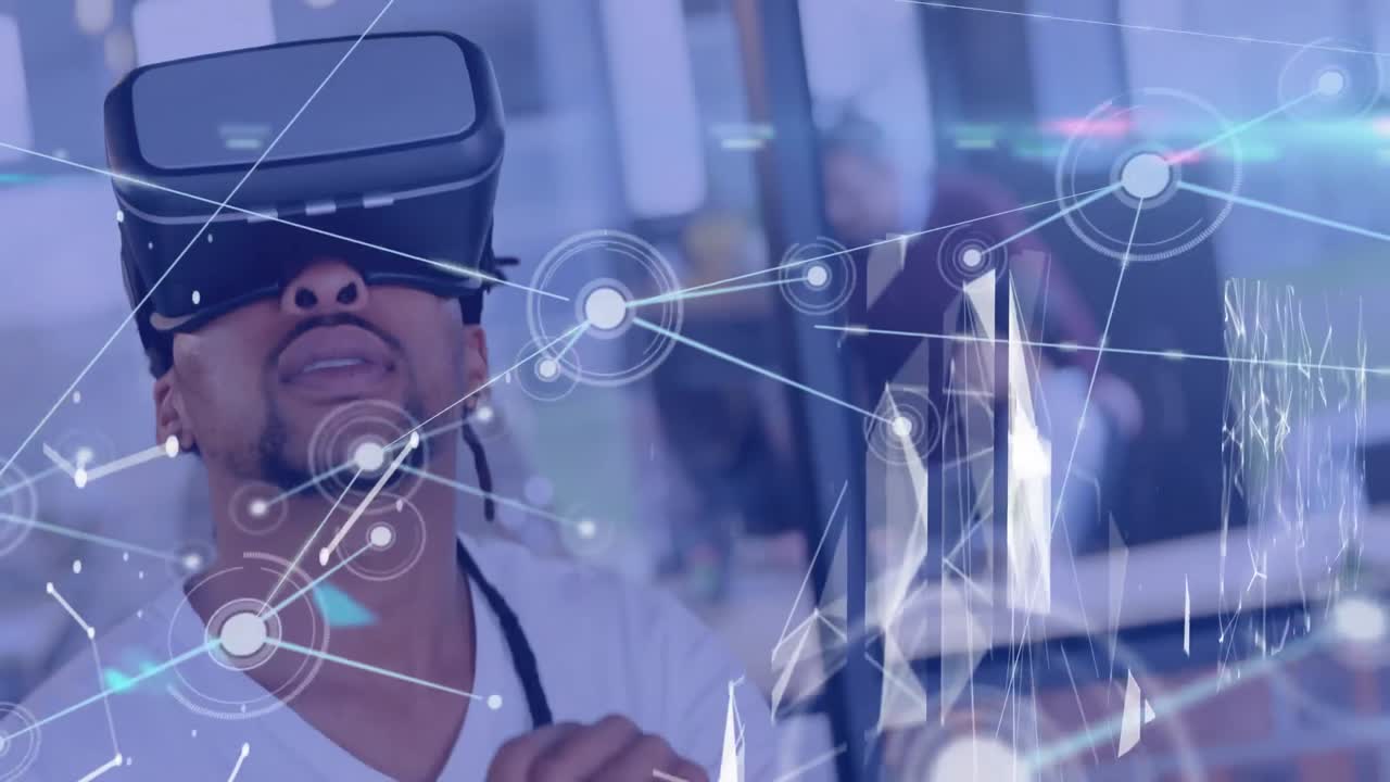 Graph and chart over virtual reality interface.