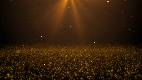 gold particles moving glitter luxury particles background energy flying wave flash lights dust
