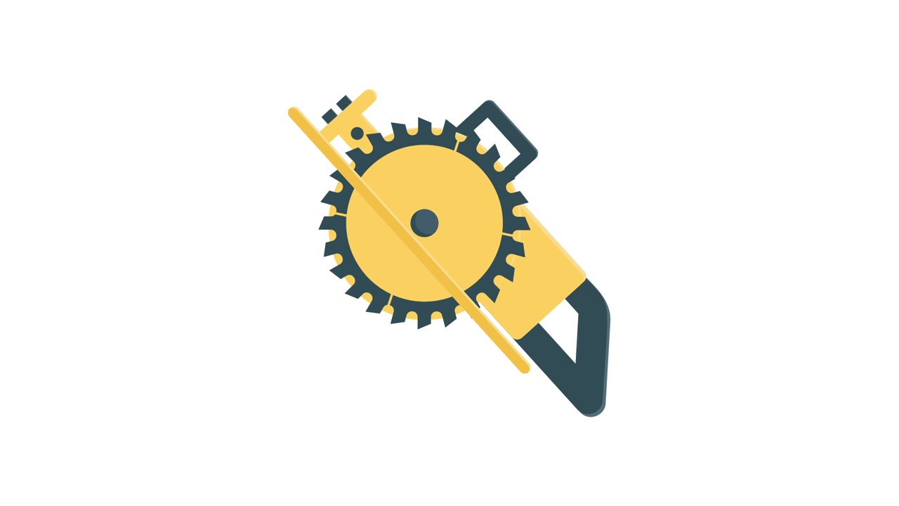 Flat Design Animation of a Circular Saw Tool Spinning