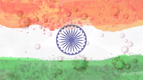 Zusammensetzung-Von-Covid-19-Zellen-über-Der-Indischen-Flagge