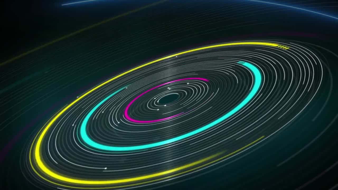 Animation of circle with light trails on black background