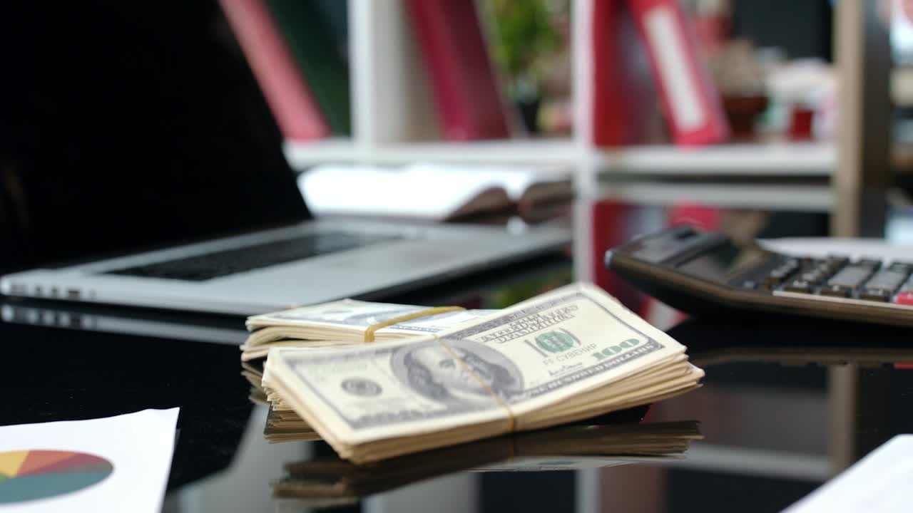 Mazzette di dollari in una trattativa commerciale. Contanti in valuta dollaro.