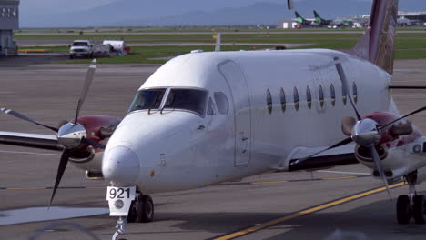 Close-Up-Of-Fixed-wing-Passenger-Aircraft-At-The-Vancouver-International-Airport-In-Canada