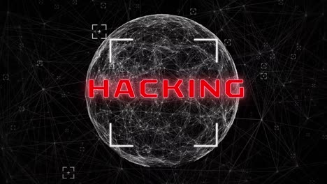 hacking text against globe of network of connection