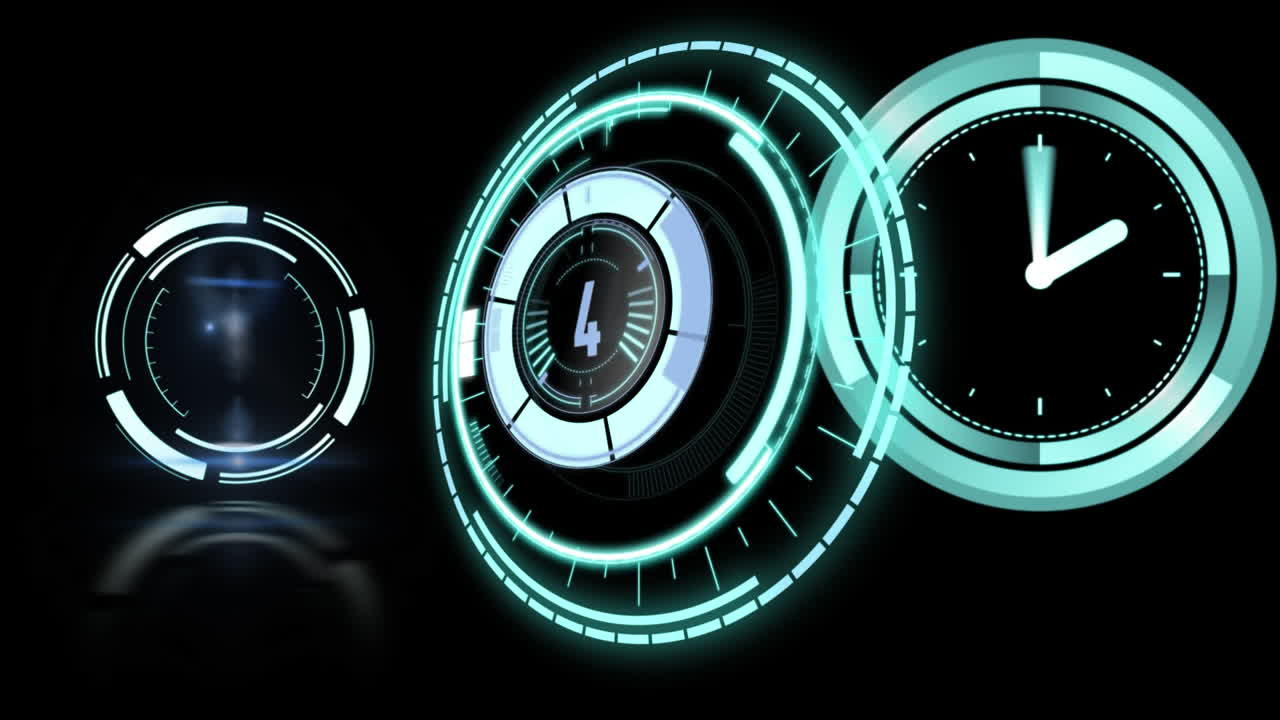Orologio e conto alla rovescia su sfondo nero