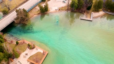 drone shot of torch lake, michigan