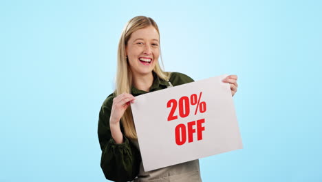 Happy-woman,-poster-and-sale-for-promo-deal