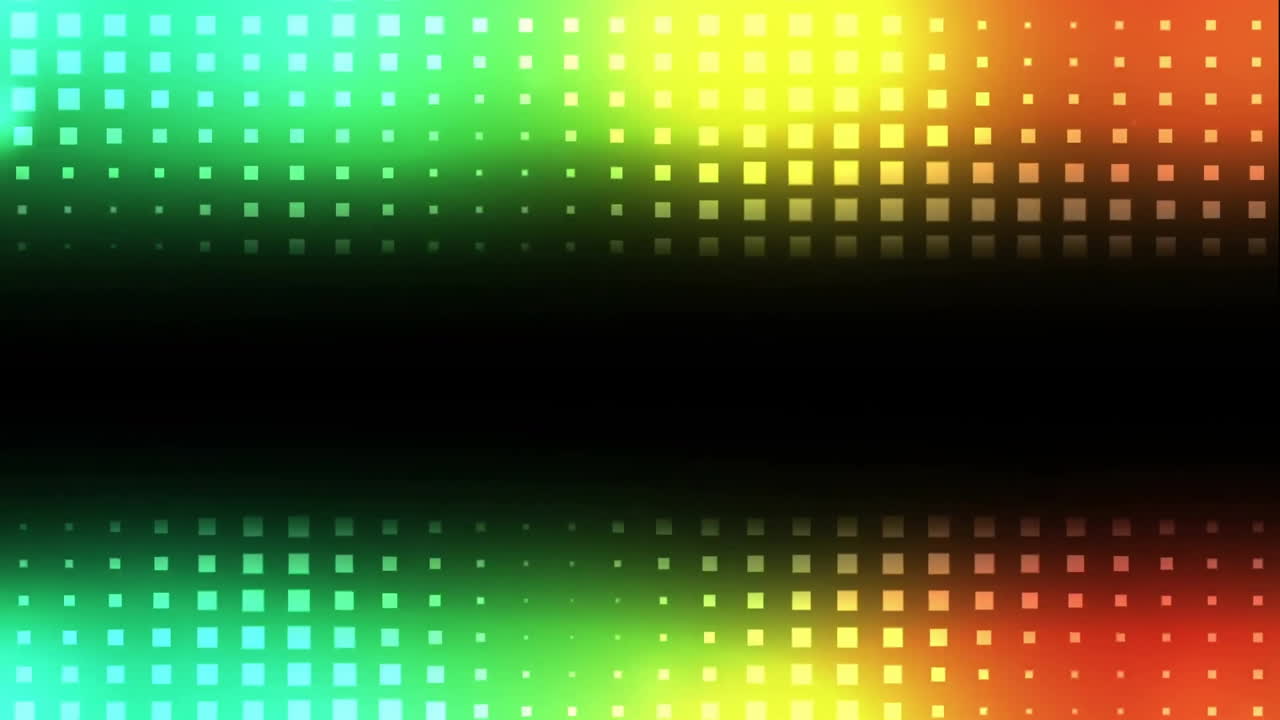 Animazione di file di punti luce luminosi che si muovono su sfondo nero