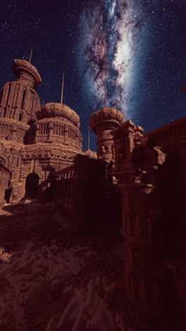 ancient ruins under a starry sky