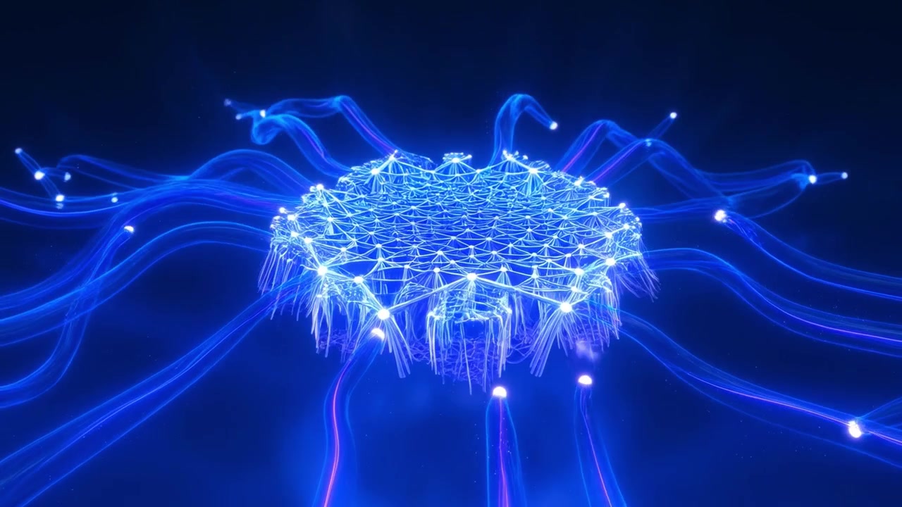 Abstract Neural Network Forming and Expanding with Glowing Connections