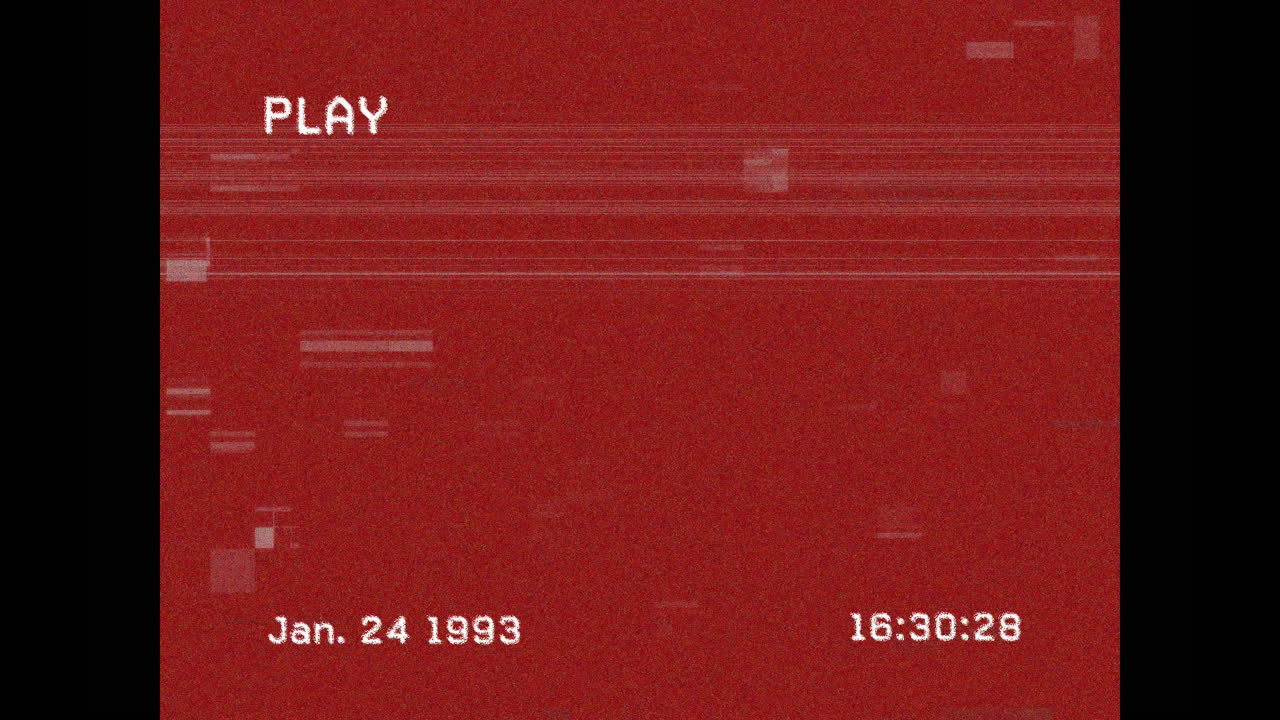 Animation of play digital interface recording on screen on red background