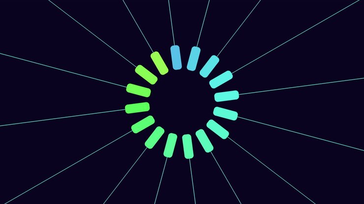 Radiating lines symbolic circle design in green and blue