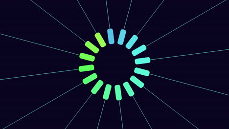 líneas radiantes diseño de círculo simbólico en verde y azul