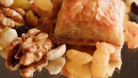 mixed nuts and raisins with baklava