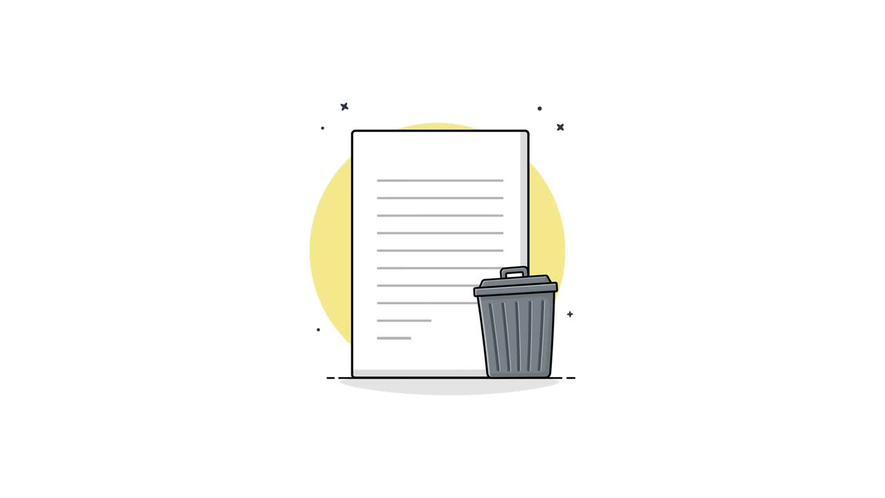 Illustrazione animata di un documento eliminato nel cestino