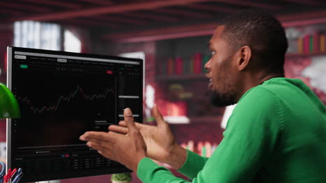 vertical video african american investor feels frustrated and sad after losing his stocks