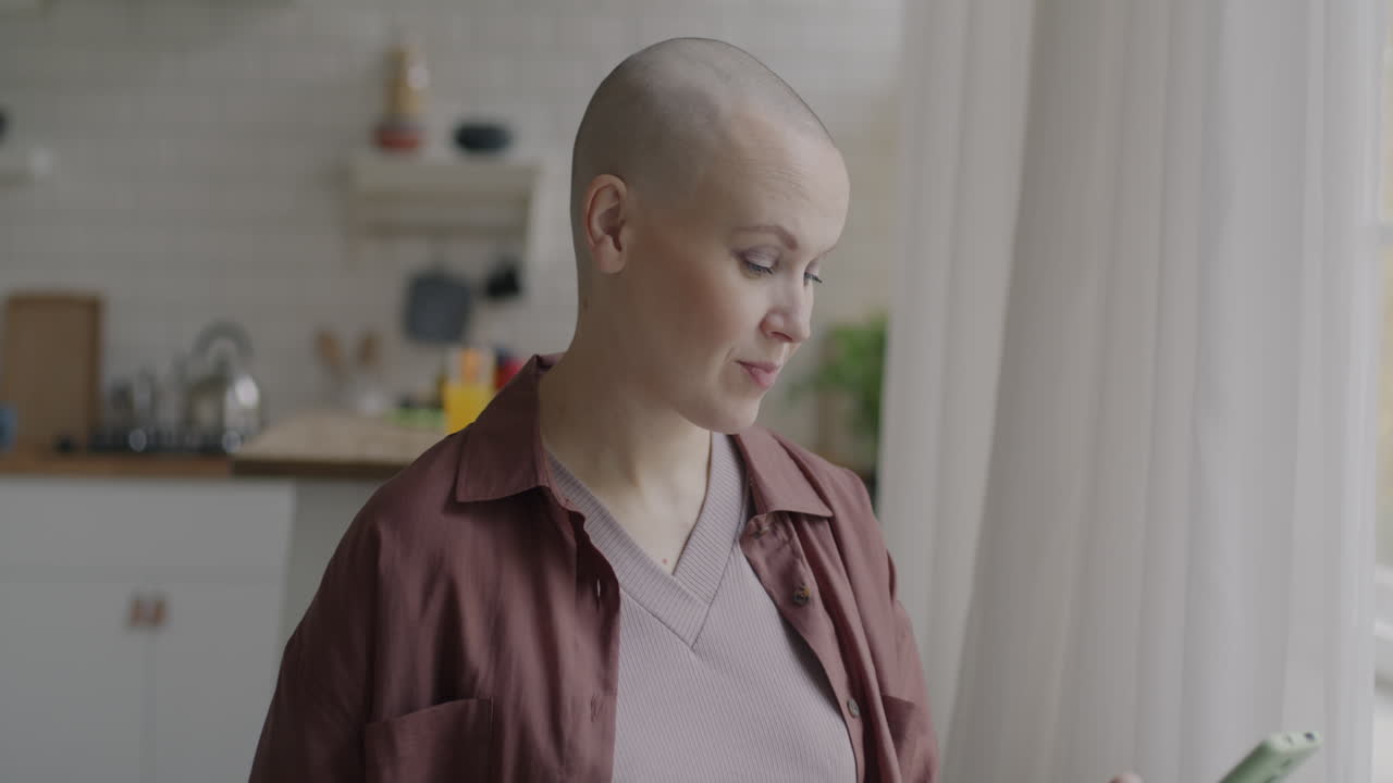 Woman with Cancer and Pregnant Woman Using Mobile Phone