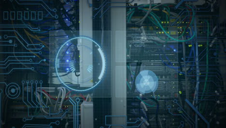 animación del alcance digital sobre la sala del servidor