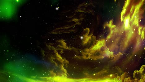 nubes nebulosas verdes en el universo