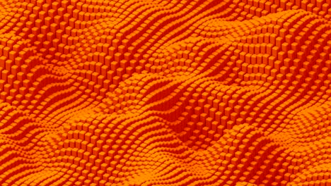 waving surface with orange cubes animation background