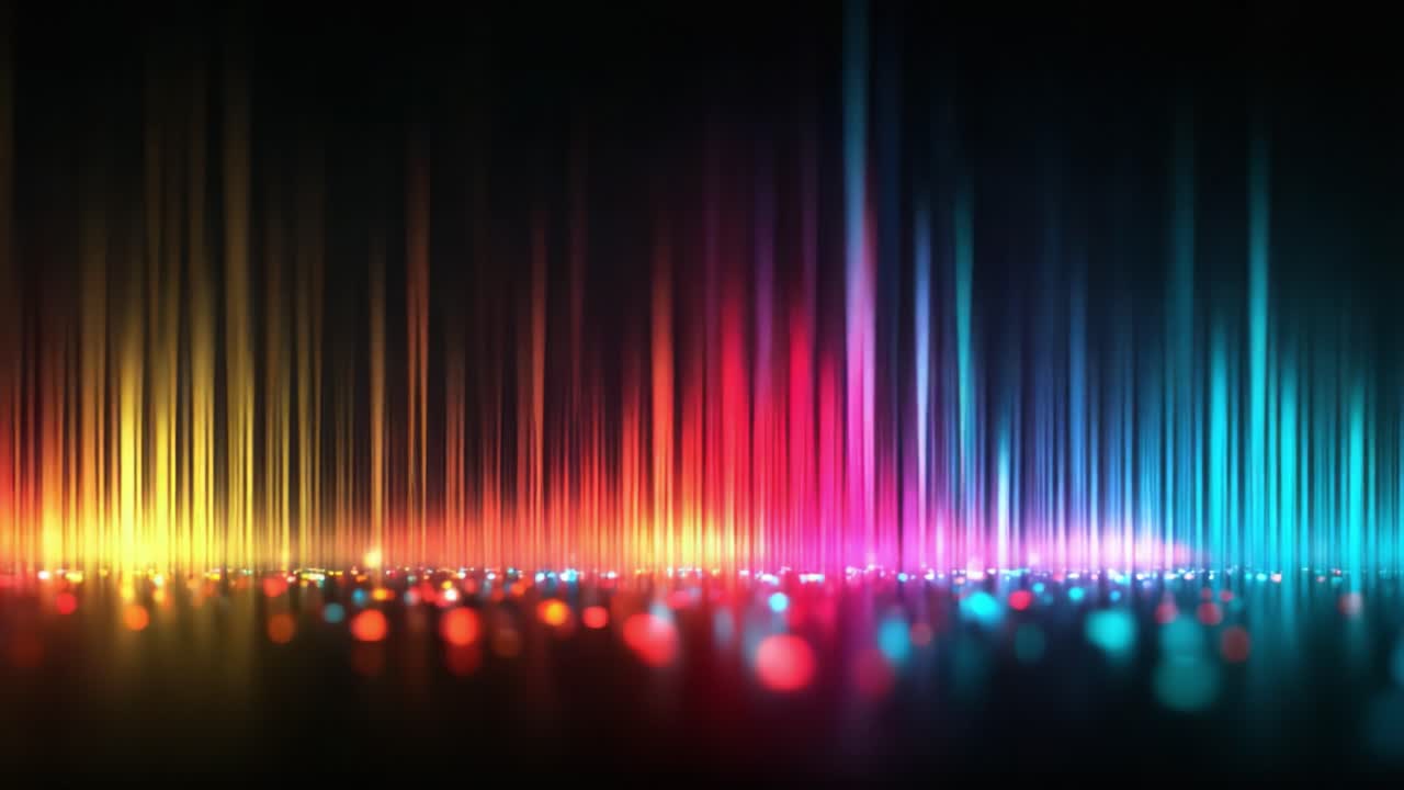 A Dynamic Dance of Colorful Light Waves: Captivating Visuals Transitioning from Vibrant Hues to Soft Tones in an Artistic Display of Radiance