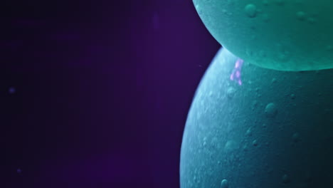 close-up of a teal planet in space