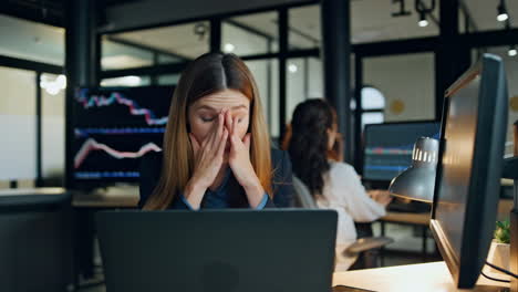 upset trader working online in financial office. stressed business manager check