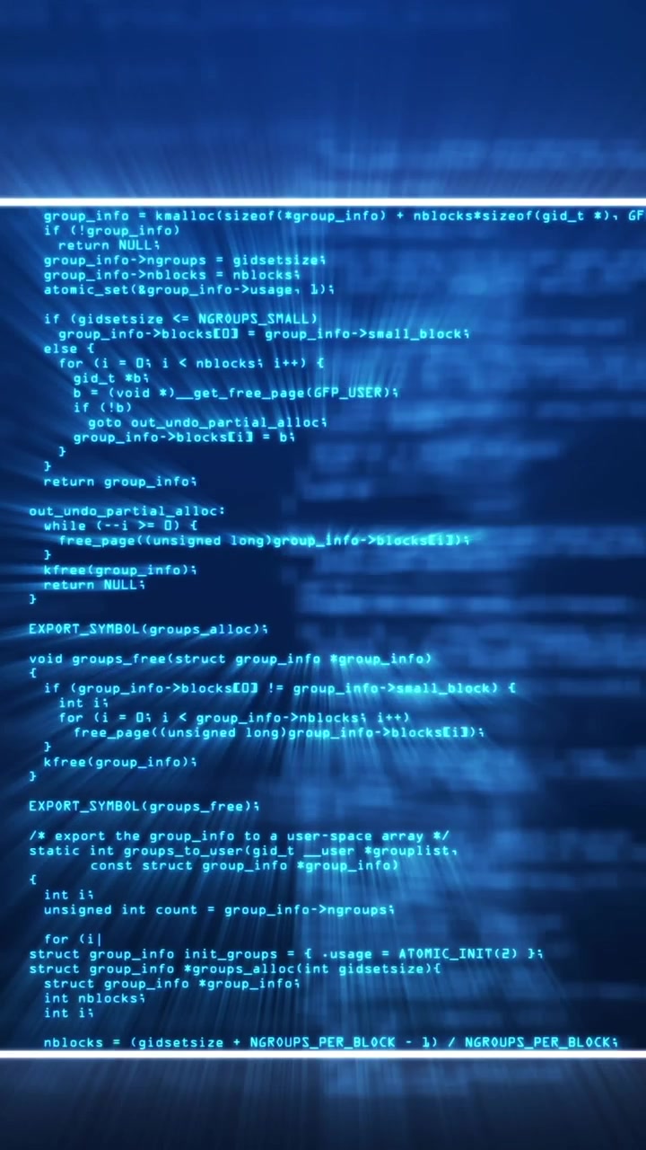 Animation of data processing over black background